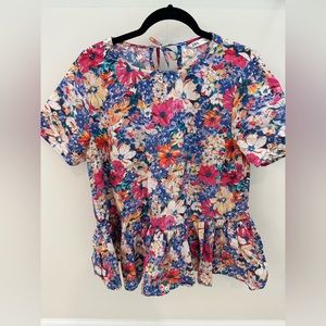 Zara Floral Ruffle Top
